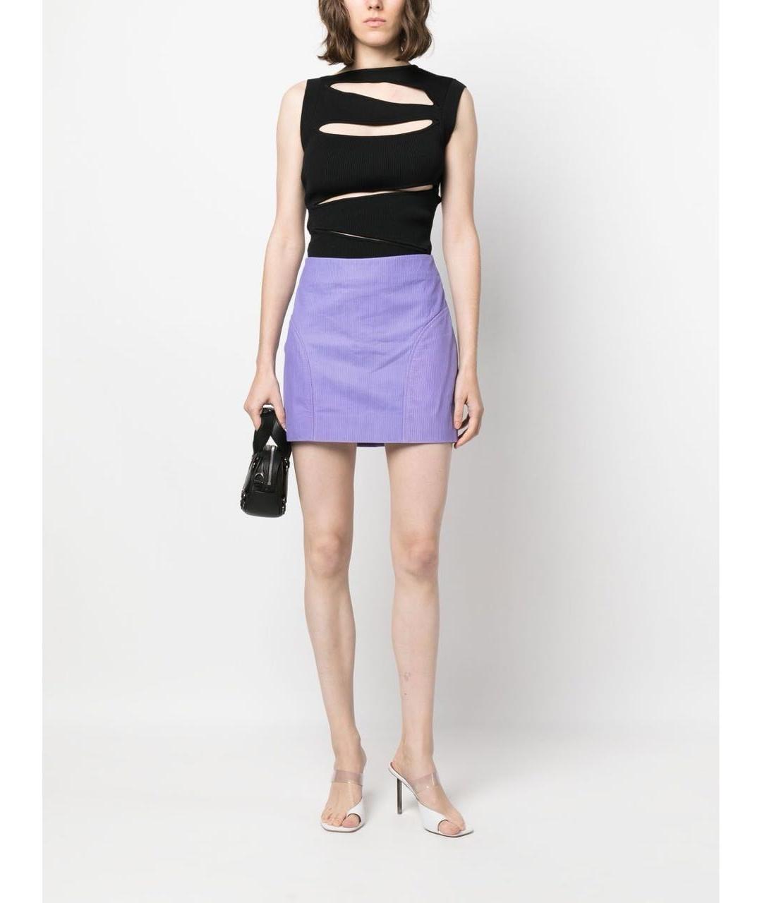 REMAIN Фиолетовая кожаная юбка мини, фото 3