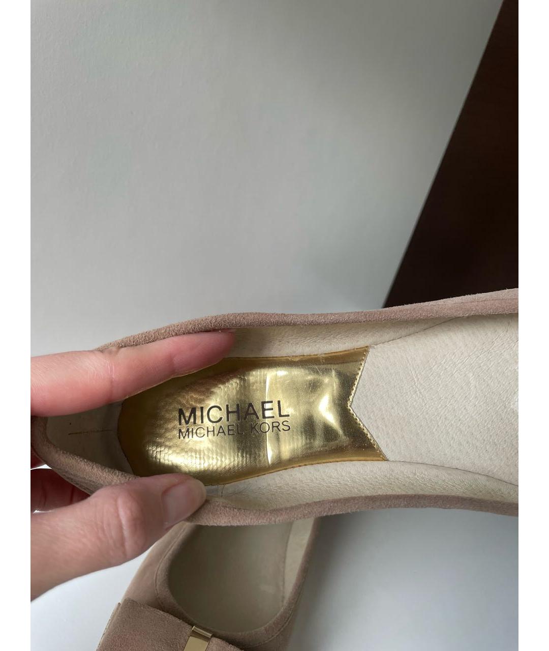MICHAEL MICHAEL KORS Бежевые замшевые балетки, фото 6