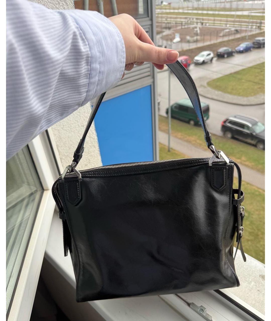 KARL LAGERFELD Черная кожаная сумка с короткими ручками, фото 2