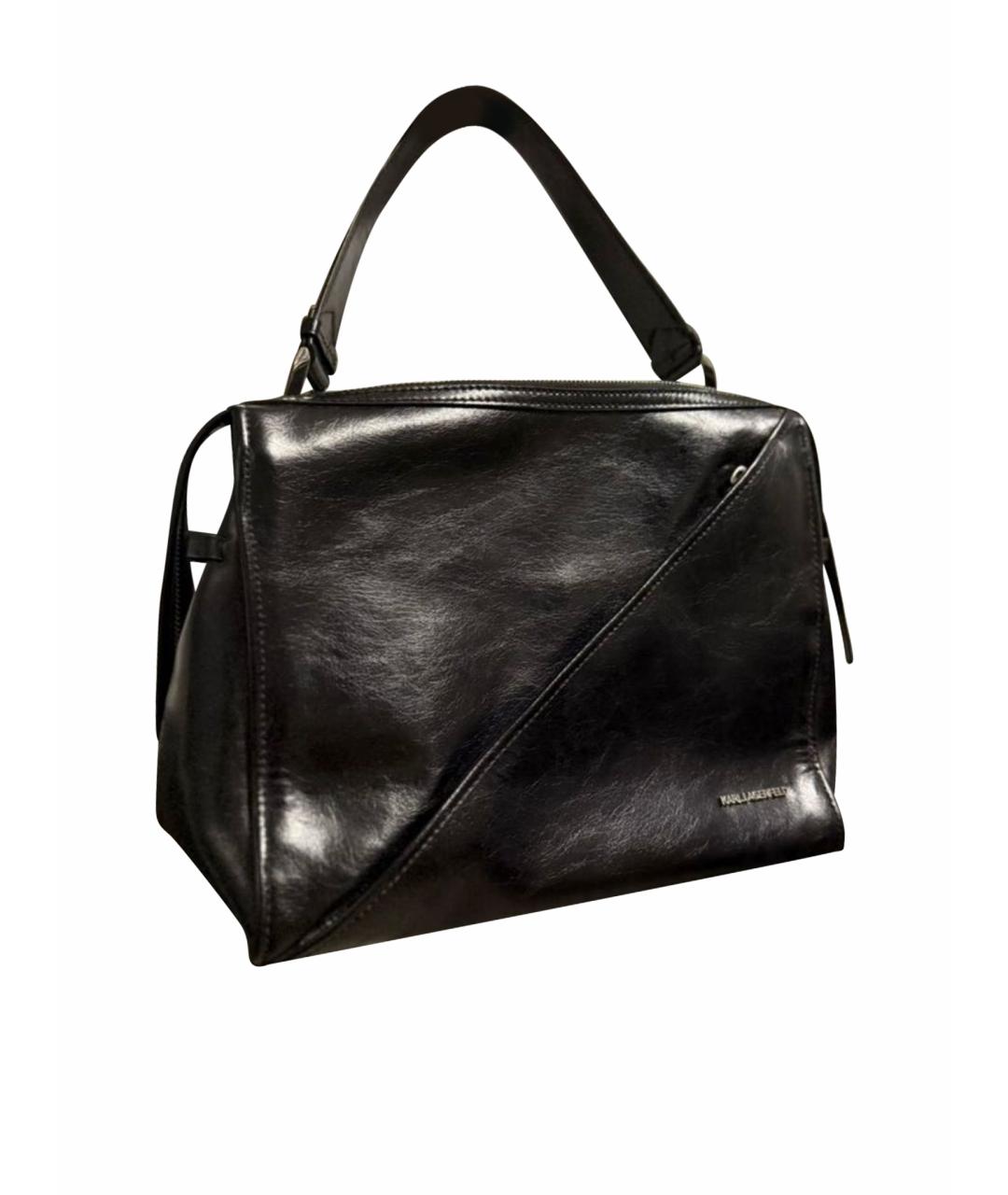 KARL LAGERFELD Черная кожаная сумка с короткими ручками, фото 1