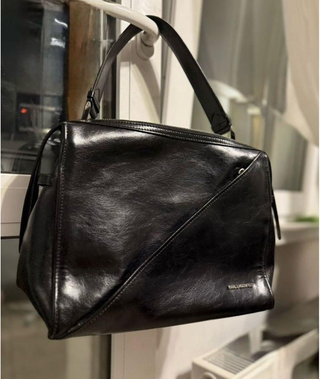 KARL LAGERFELD Черная кожаная сумка с короткими ручками, фото 8