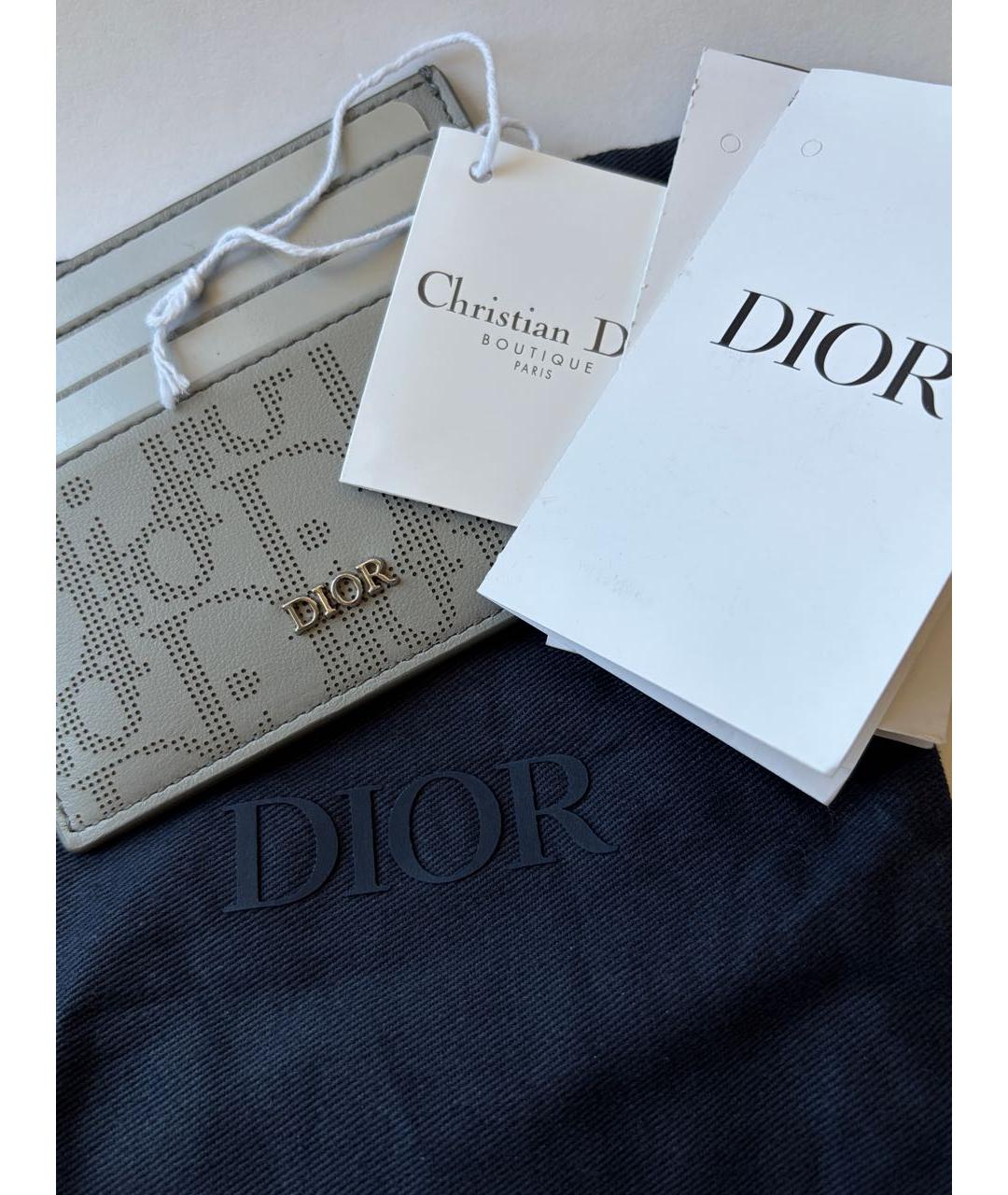 CHRISTIAN DIOR Антрацитовый кожаный кардхолдер, фото 3