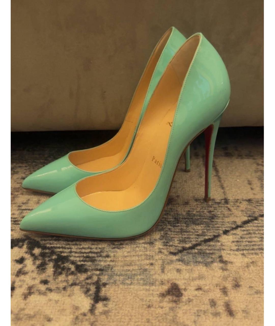 CHRISTIAN LOUBOUTIN Бирюзовые туфли из лакированной кожи, фото 3