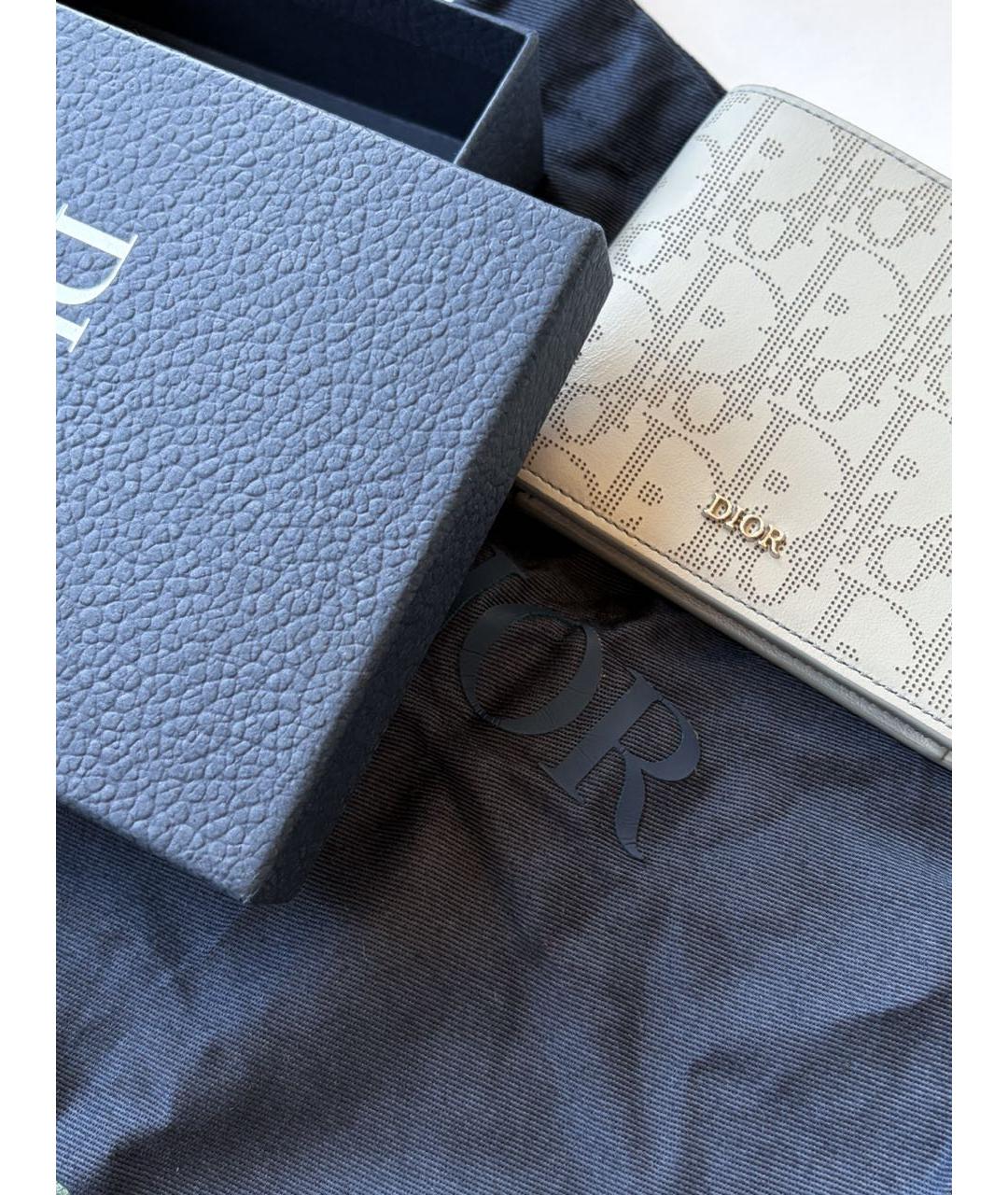 CHRISTIAN DIOR Серый кожаный кошелек, фото 5