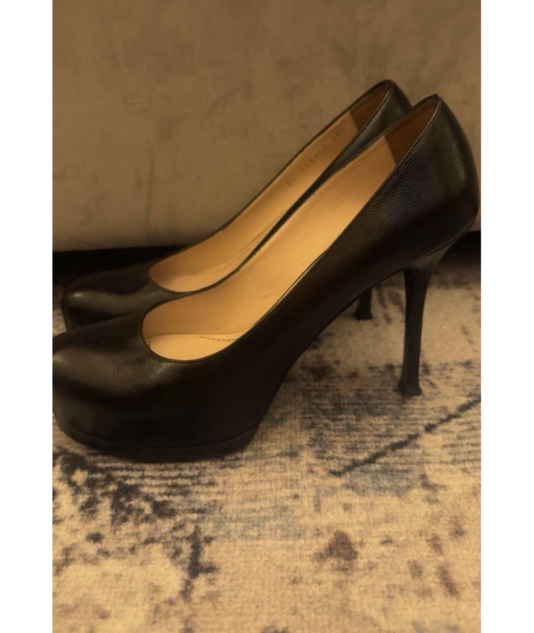 SAINT LAURENT Черные кожаные туфли, фото 3