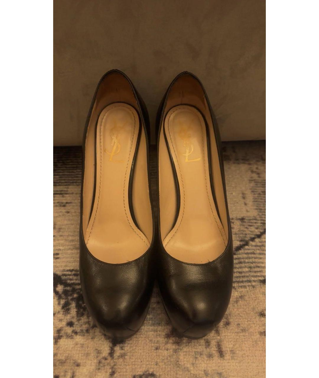 SAINT LAURENT Черные кожаные туфли, фото 2