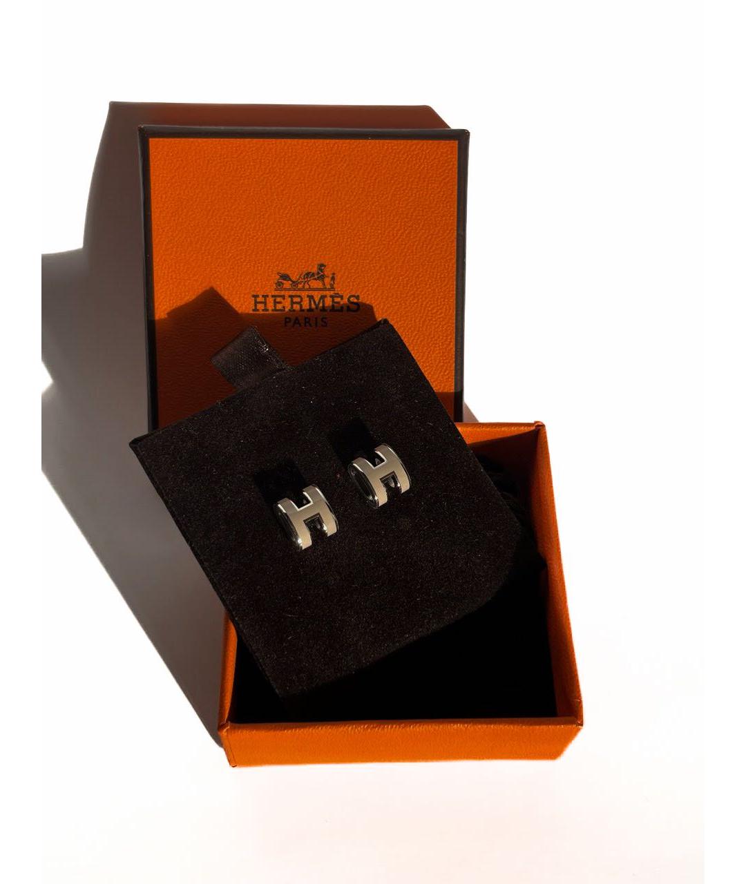 HERMES Бежевые металлические серьги, фото 4