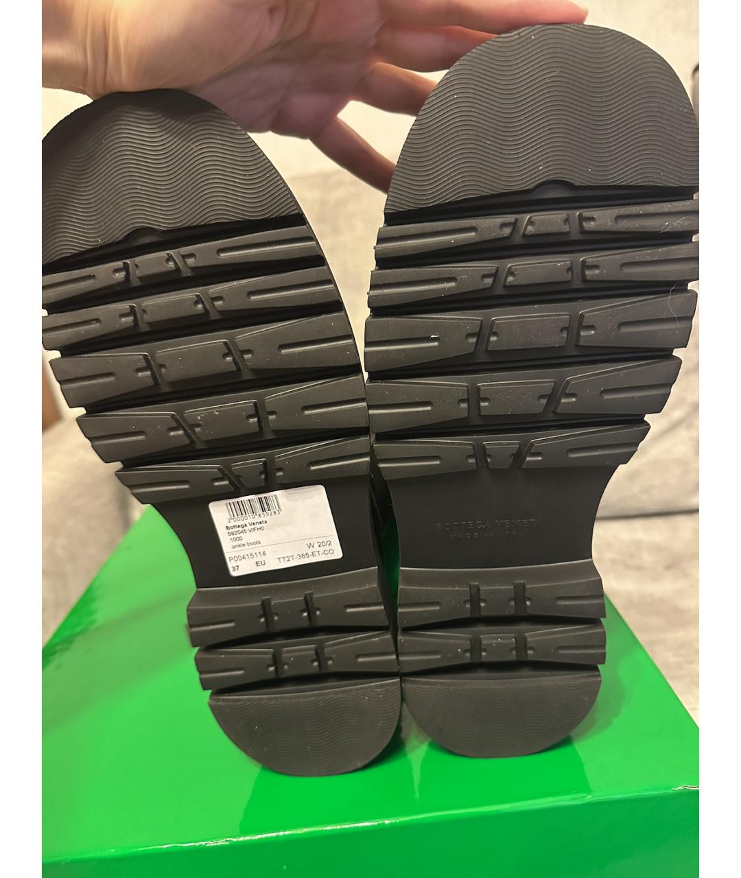 BOTTEGA VENETA Черные кожаные ботинки, фото 4