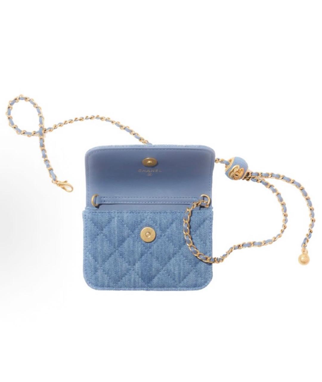 CHANEL Голубая деним сумка через плечо, фото 2