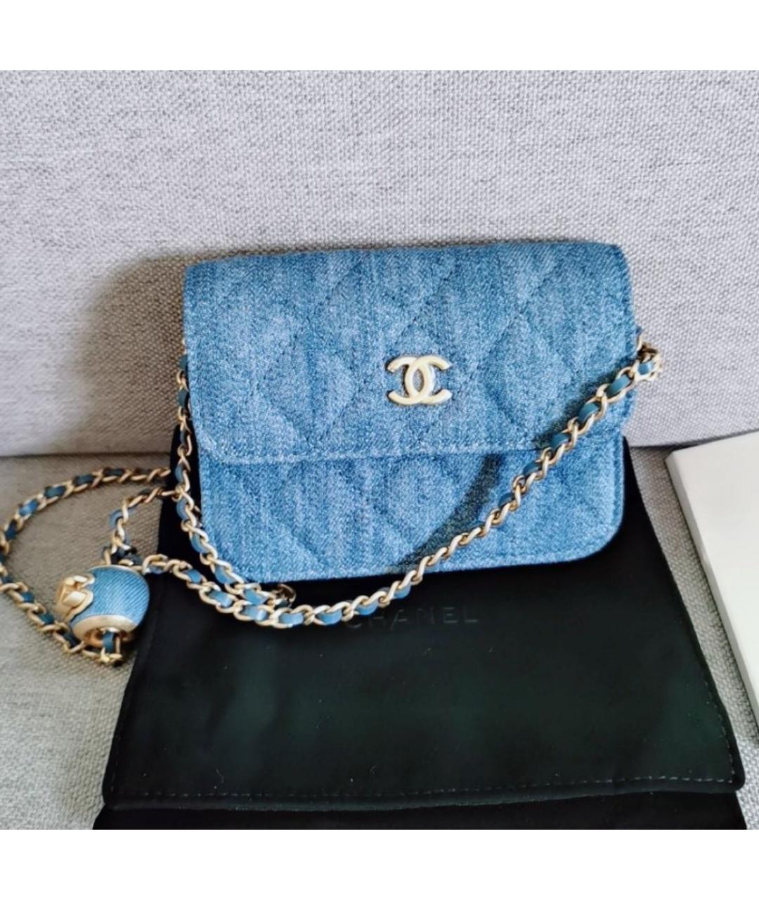 CHANEL Голубая деним сумка через плечо, фото 7