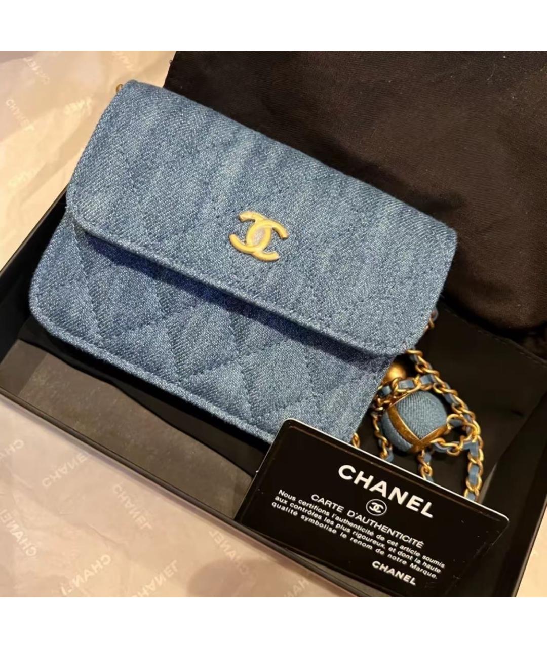 CHANEL Голубая деним сумка через плечо, фото 5