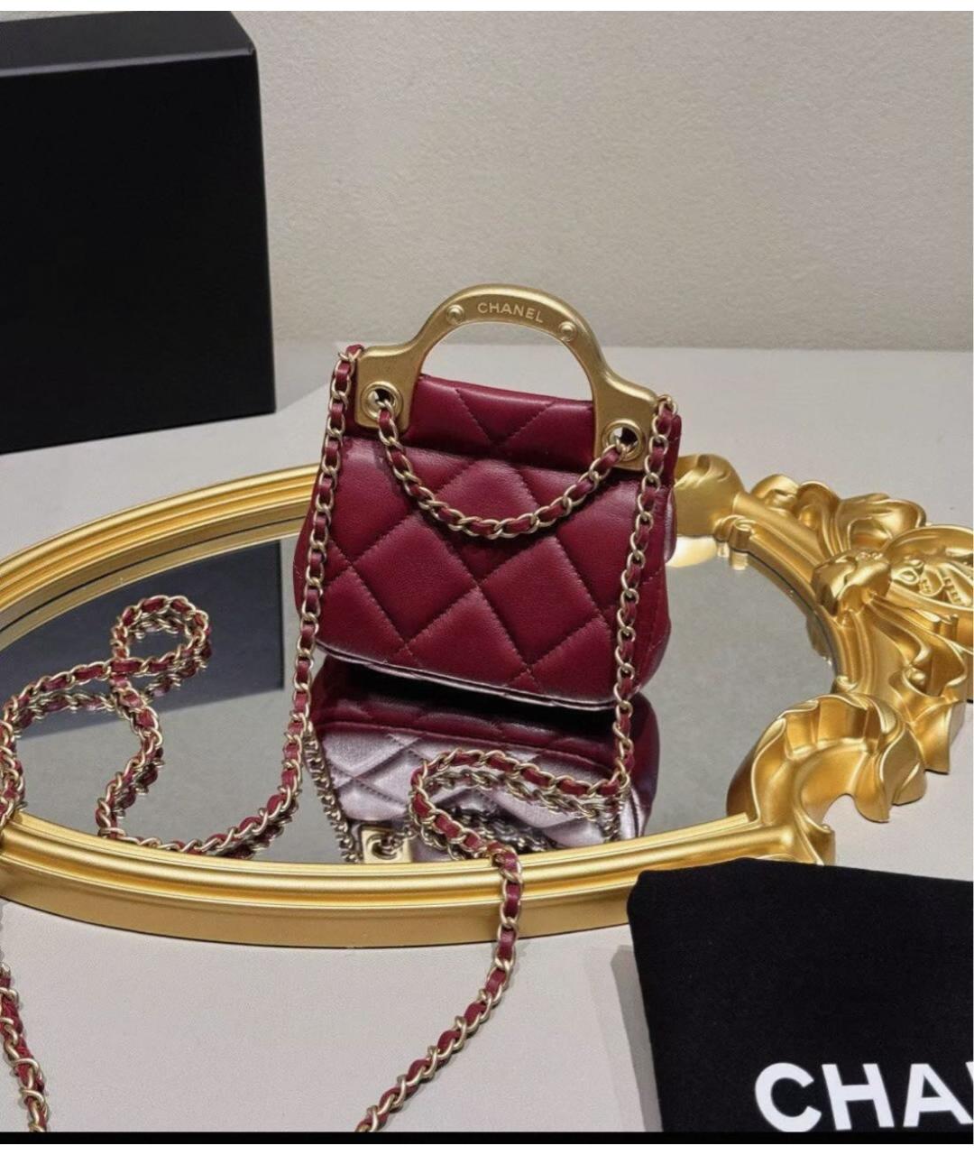 CHANEL Бордовая кожаная сумка через плечо, фото 6