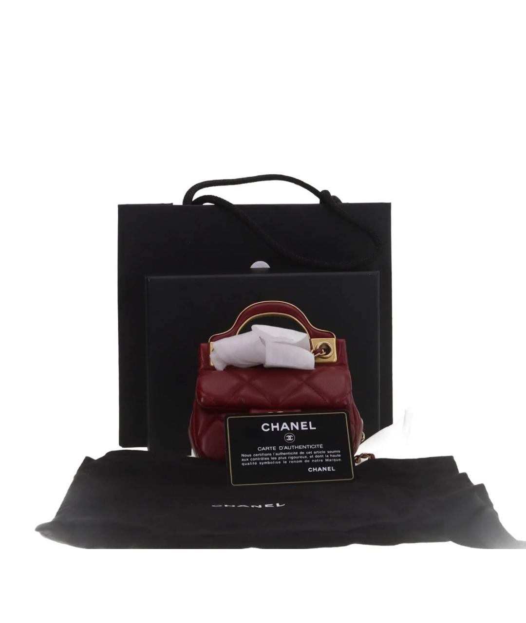 CHANEL Бордовая кожаная сумка через плечо, фото 4