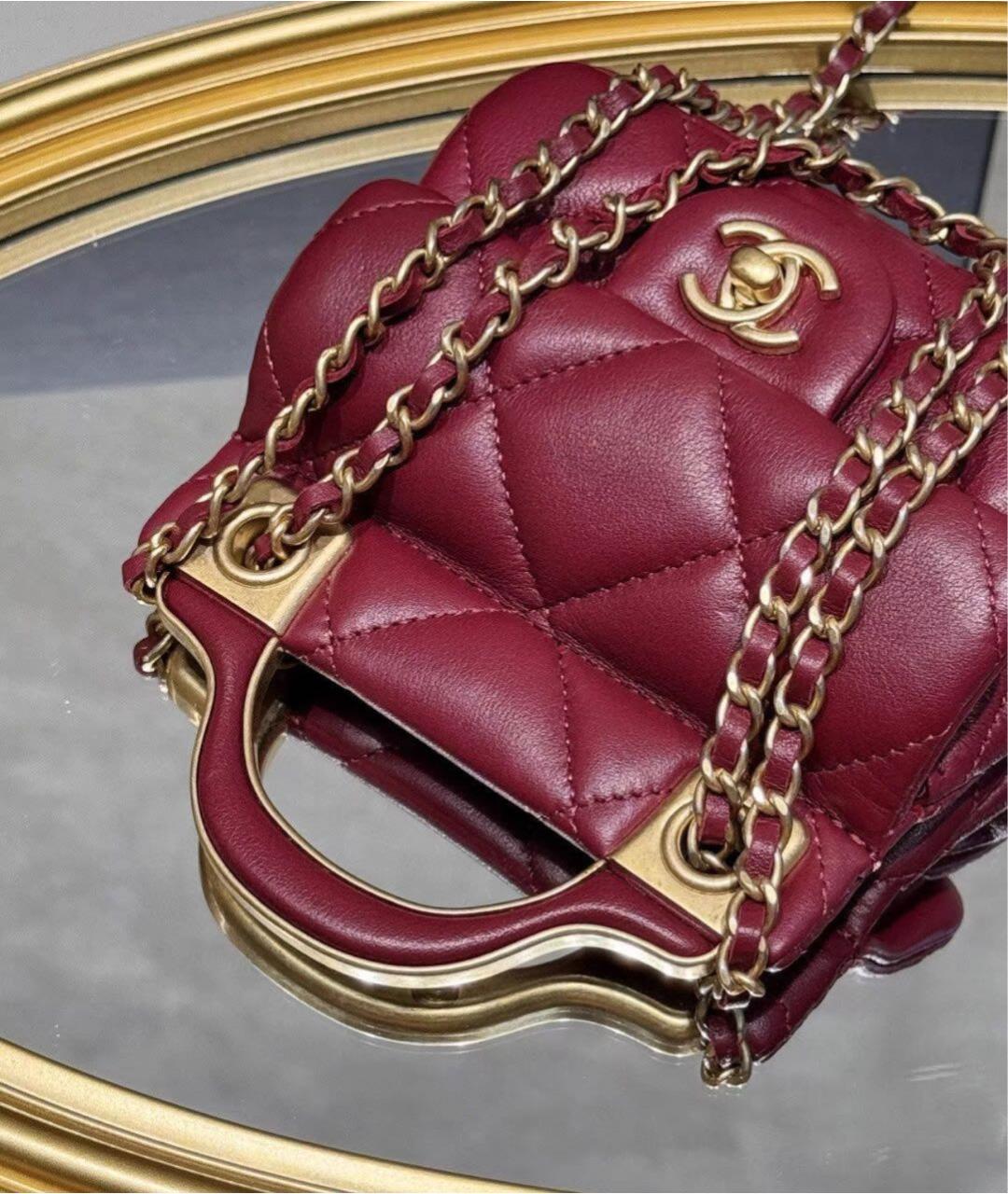 CHANEL Бордовая кожаная сумка через плечо, фото 5