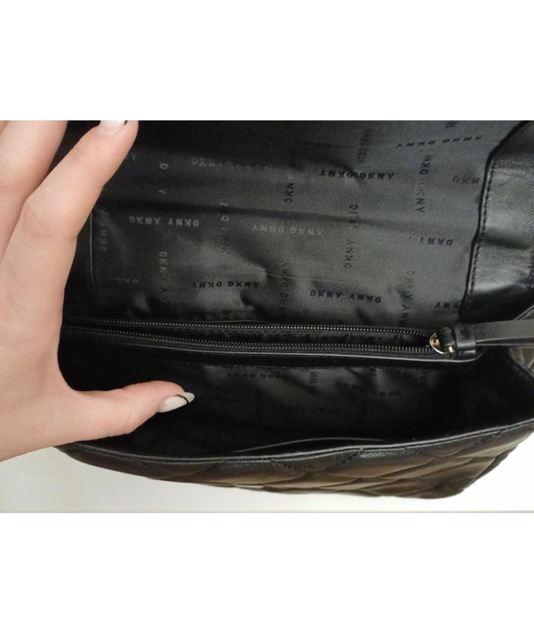 DKNY Черная кожаная сумка через плечо, фото 4