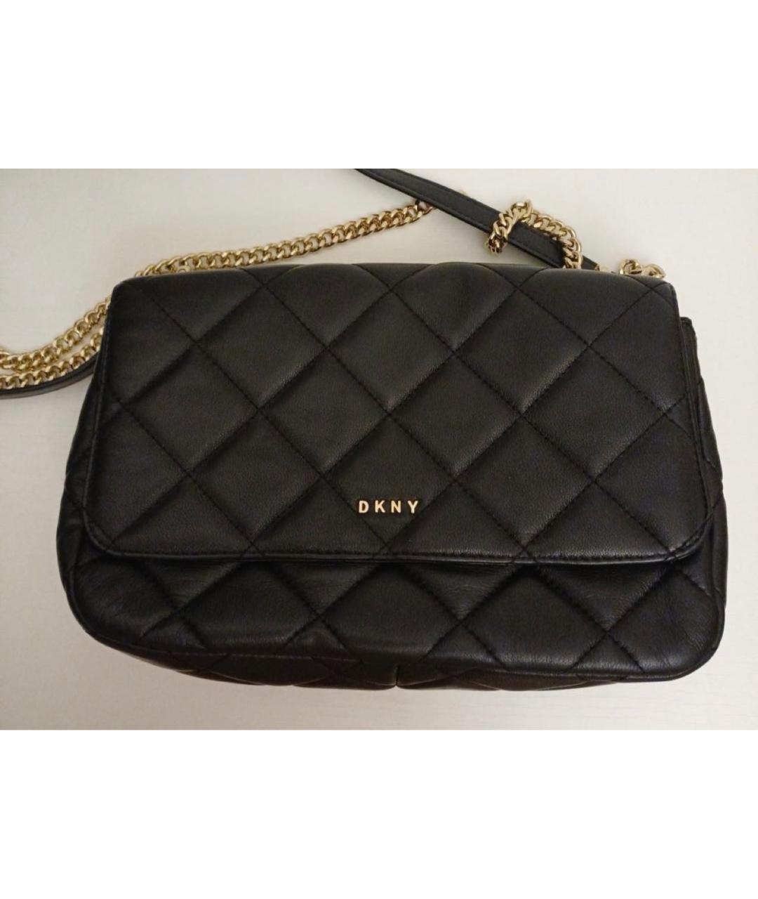 DKNY Черная кожаная сумка через плечо, фото 5