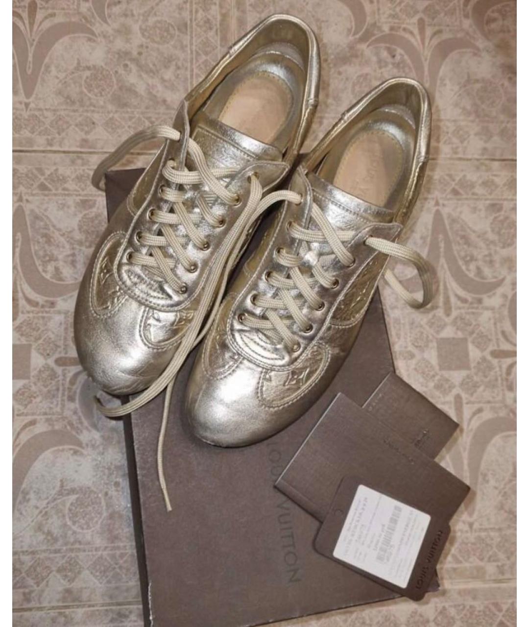 LOUIS VUITTON Серебряные кожаные кеды, фото 4