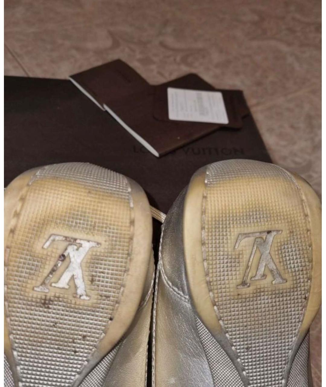 LOUIS VUITTON Серебряные кожаные кеды, фото 6