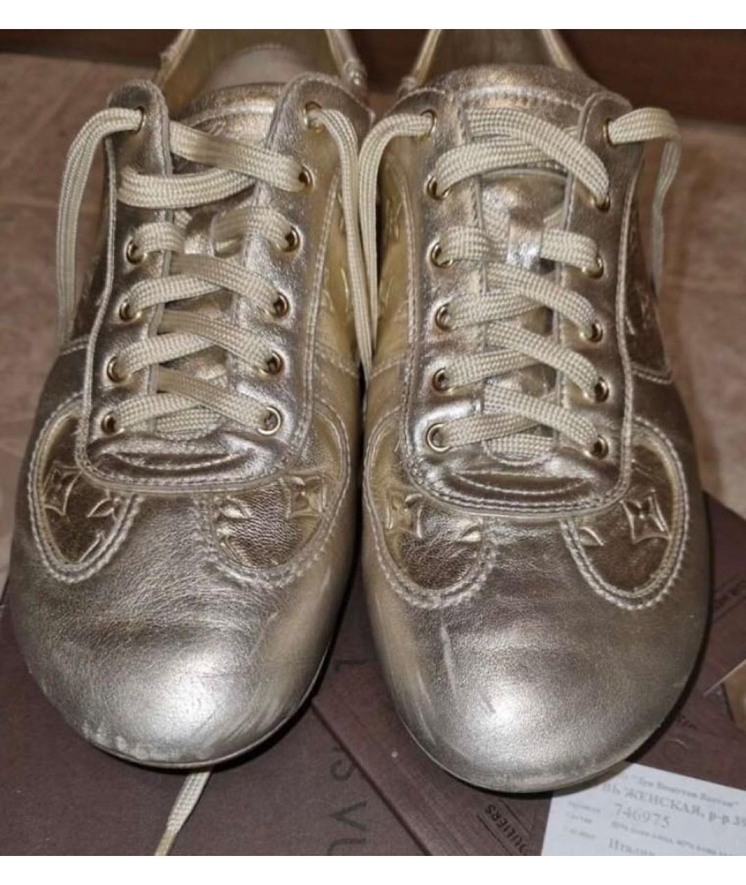 LOUIS VUITTON Серебряные кожаные кеды, фото 5