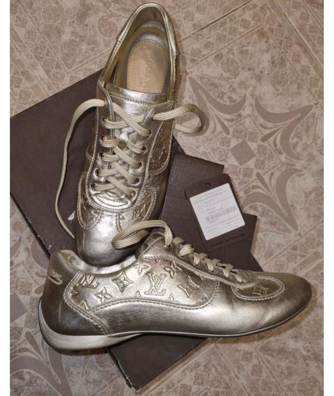 LOUIS VUITTON Серебряные кожаные кеды, фото 2
