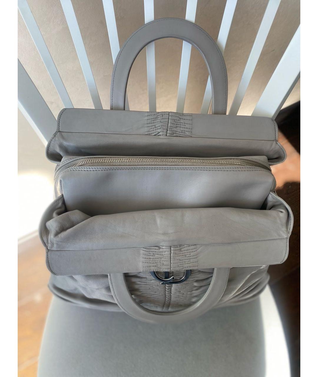 CHRISTIAN DIOR Серая кожаная сумка с короткими ручками, фото 6