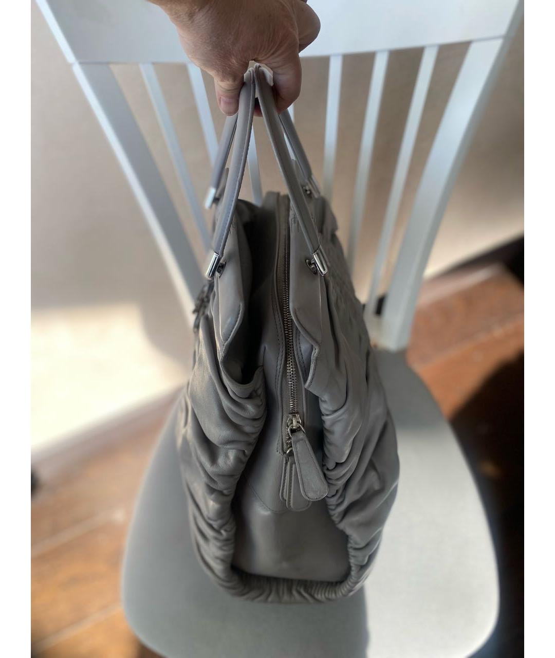 CHRISTIAN DIOR Серая кожаная сумка с короткими ручками, фото 5