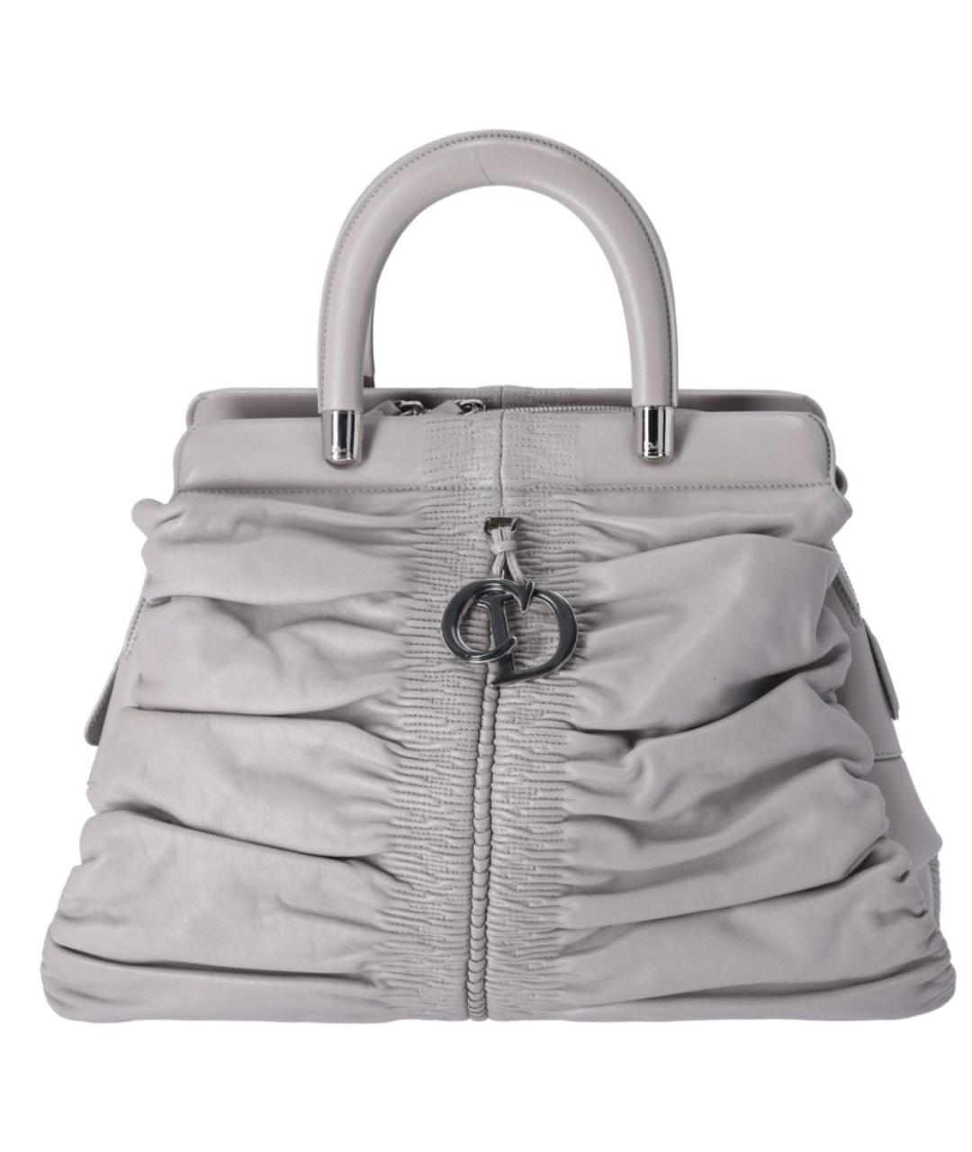 CHRISTIAN DIOR Серая кожаная сумка с короткими ручками, фото 9