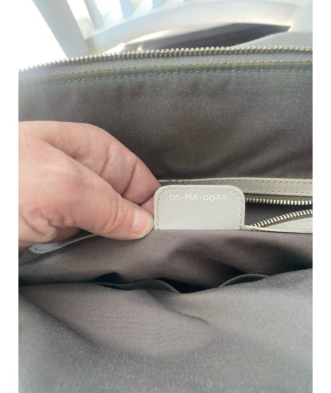 CHRISTIAN DIOR Серая кожаная сумка с короткими ручками, фото 7