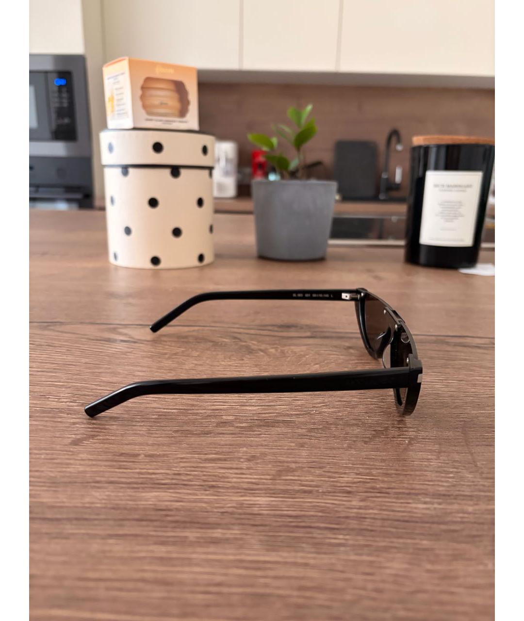 SAINT LAURENT Черные пластиковые солнцезащитные очки, фото 8