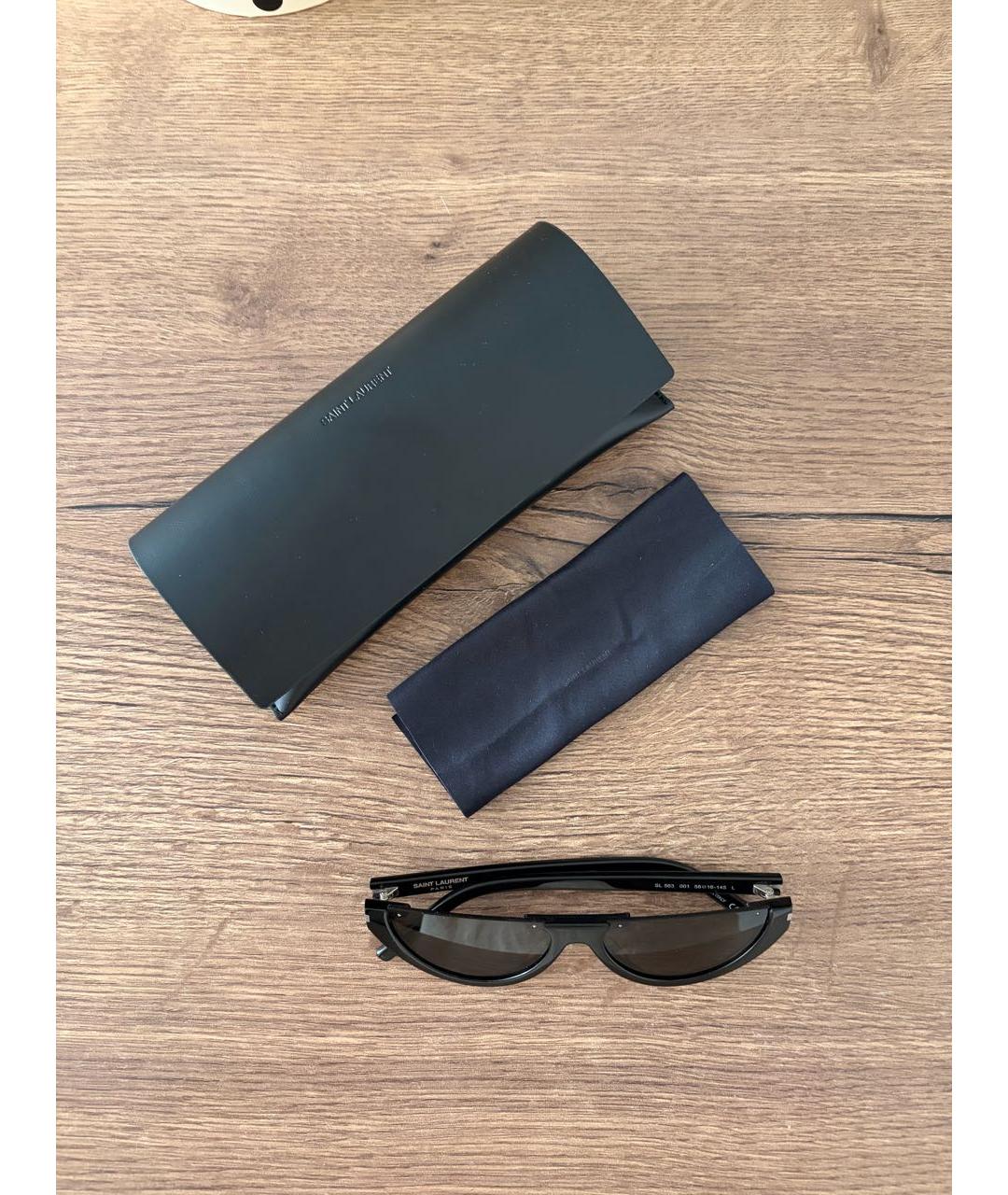 SAINT LAURENT Черные пластиковые солнцезащитные очки, фото 7