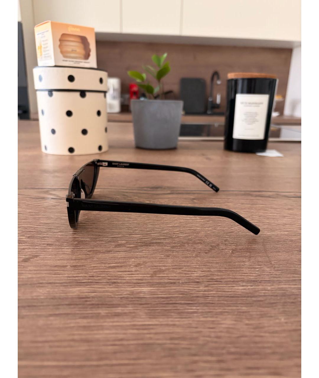 SAINT LAURENT Черные пластиковые солнцезащитные очки, фото 2