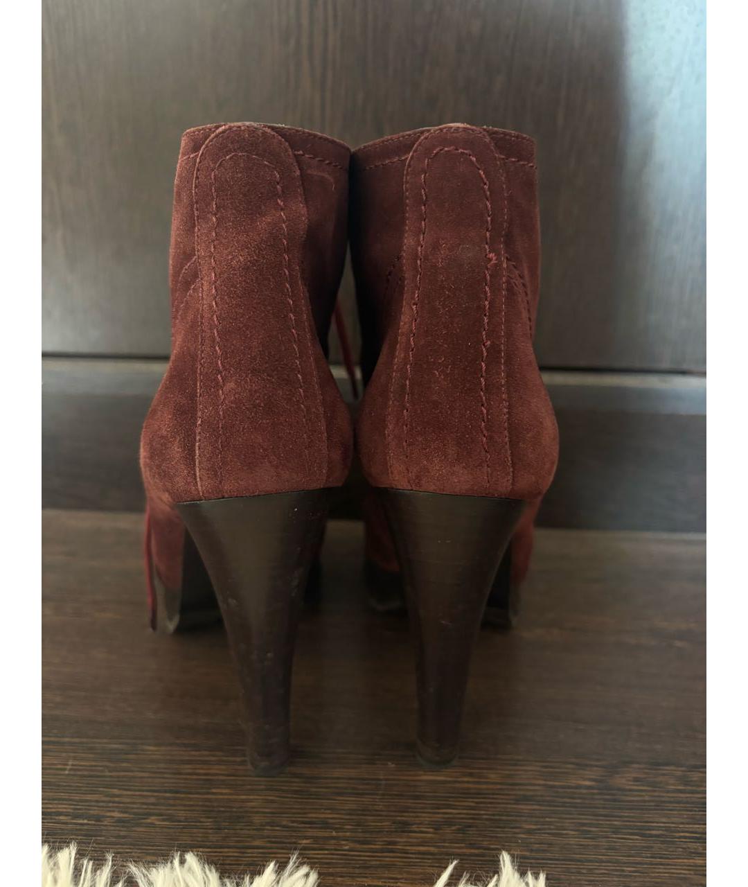 GIORGIO ARMANI Бордовые замшевые ботильоны, фото 4