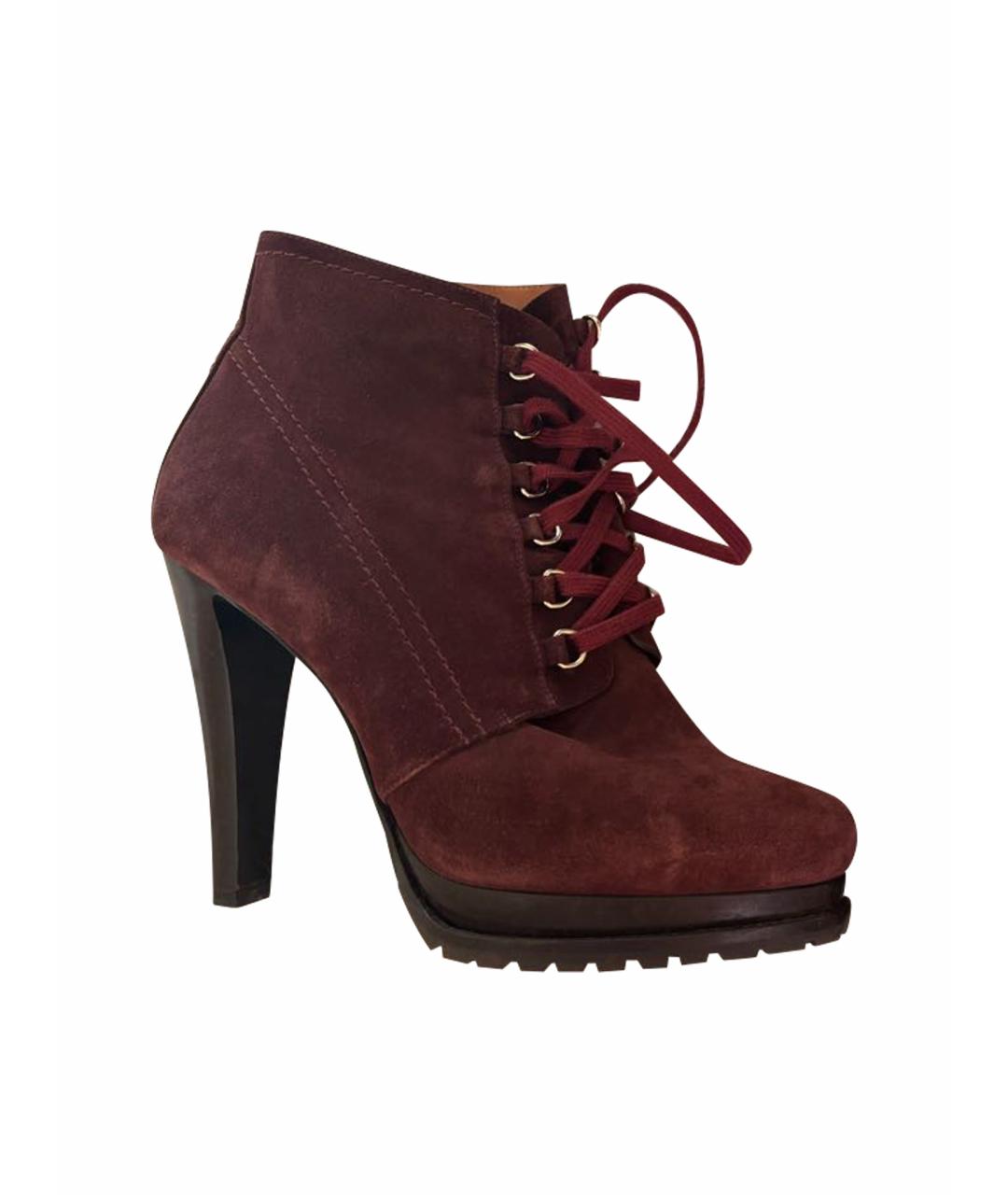 GIORGIO ARMANI Бордовые замшевые ботильоны, фото 1