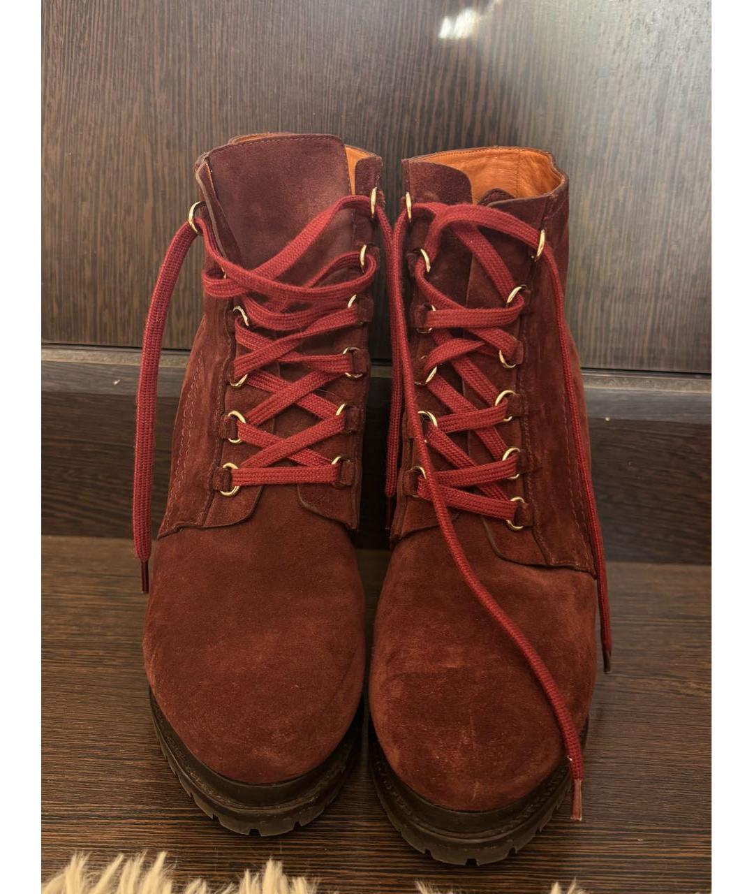 GIORGIO ARMANI Бордовые замшевые ботильоны, фото 2