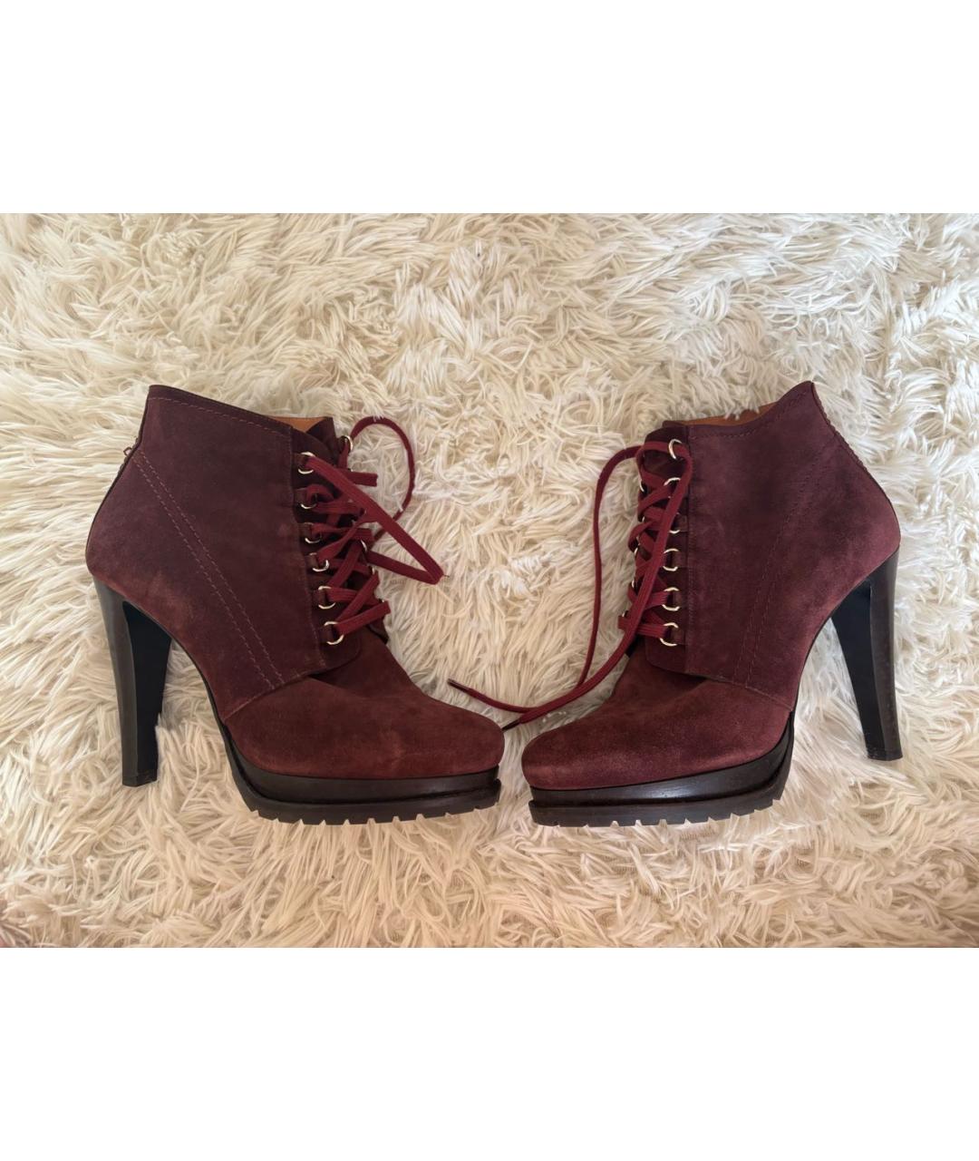 GIORGIO ARMANI Бордовые замшевые ботильоны, фото 9