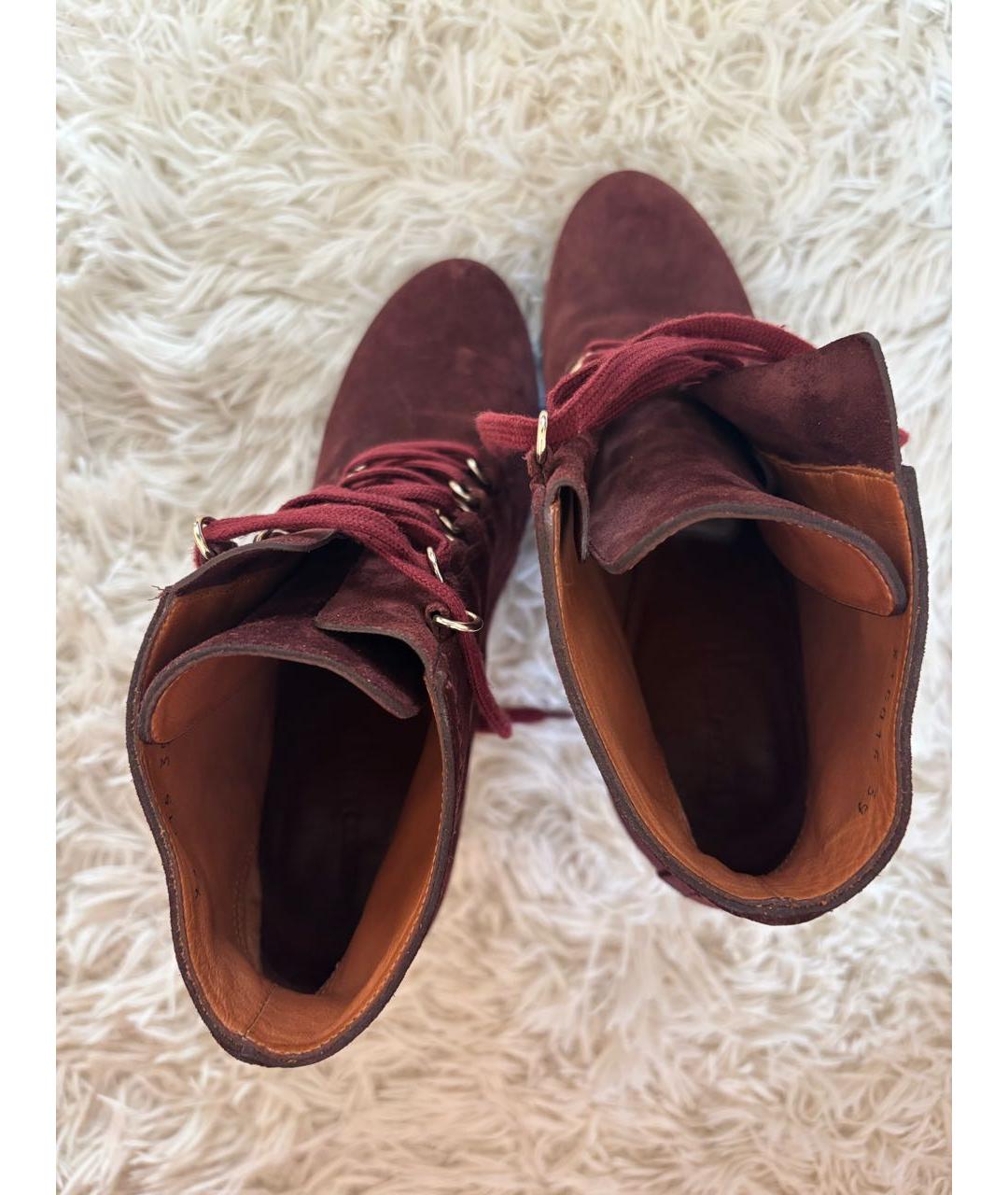 GIORGIO ARMANI Бордовые замшевые ботильоны, фото 3