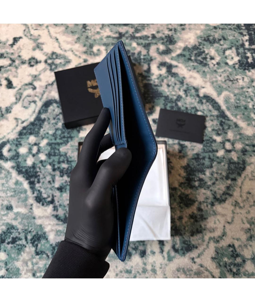 MCM Синий кожаный кошелек, фото 7