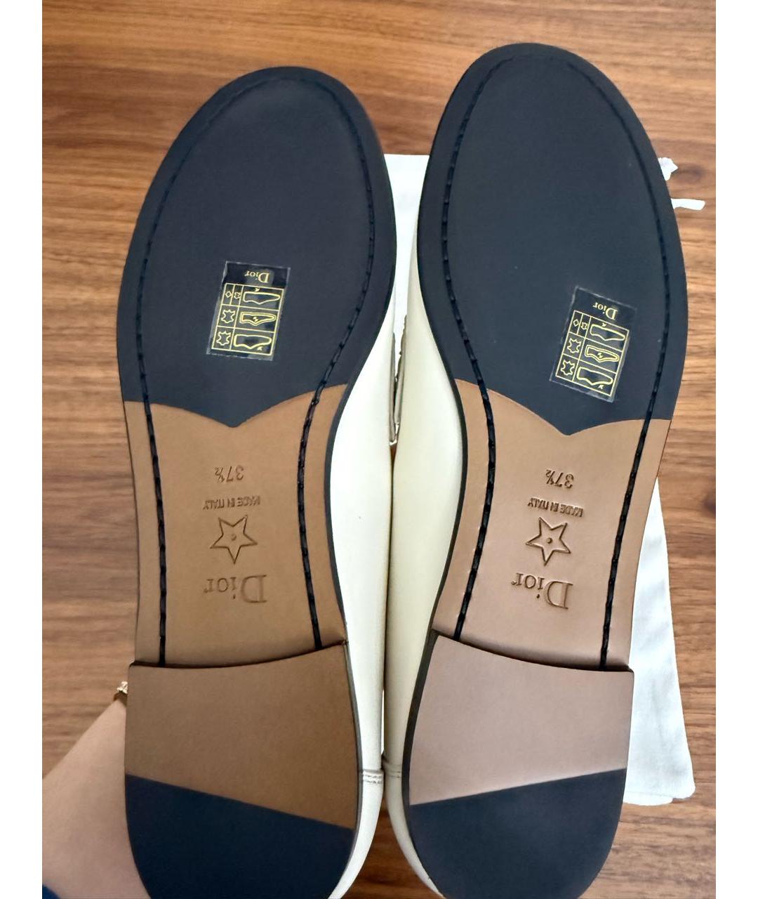 CHRISTIAN DIOR Белые кожаные мокасины, фото 5