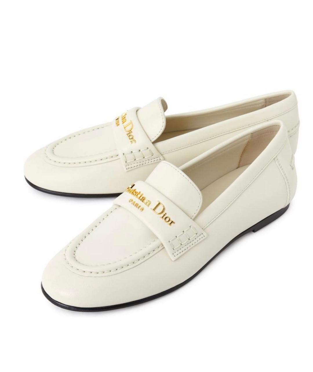 CHRISTIAN DIOR Белые кожаные мокасины, фото 8