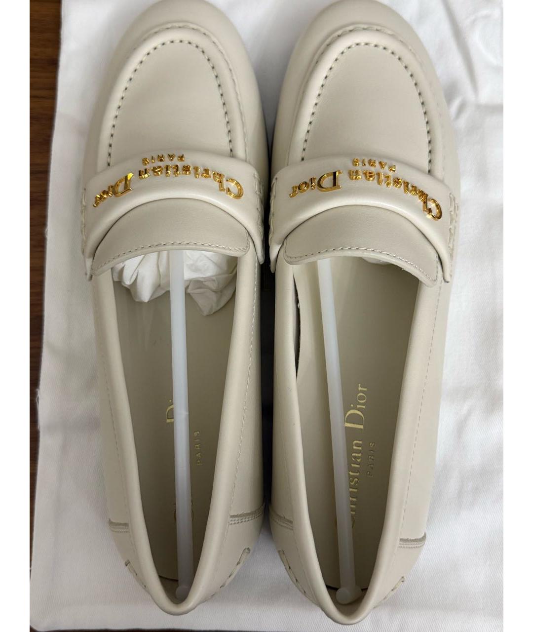 CHRISTIAN DIOR Белые кожаные мокасины, фото 7
