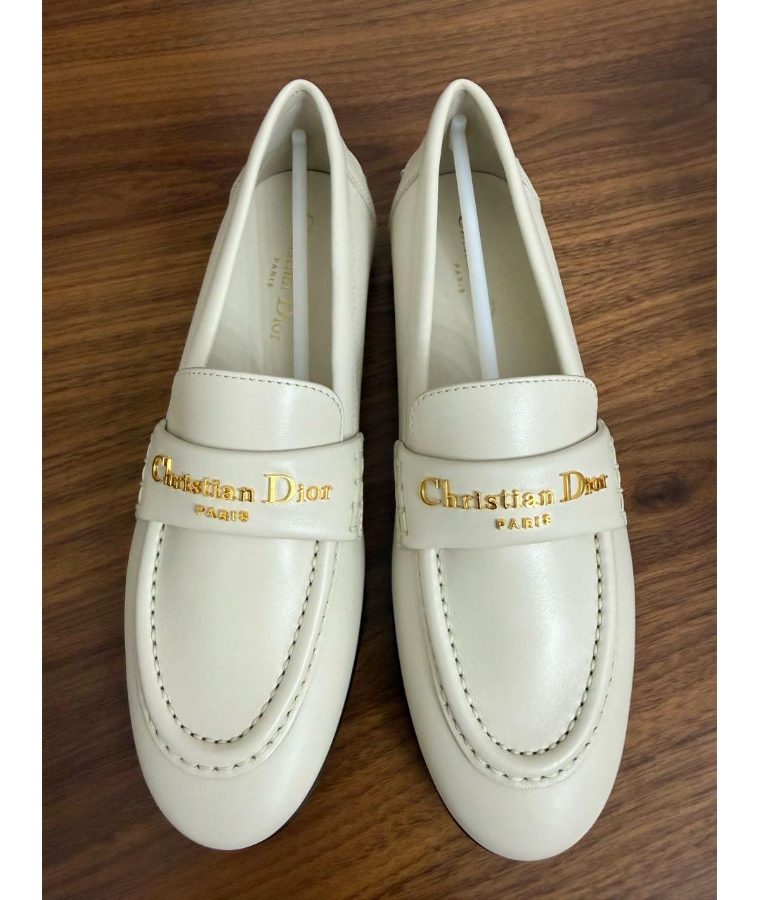 CHRISTIAN DIOR Белые кожаные мокасины, фото 3