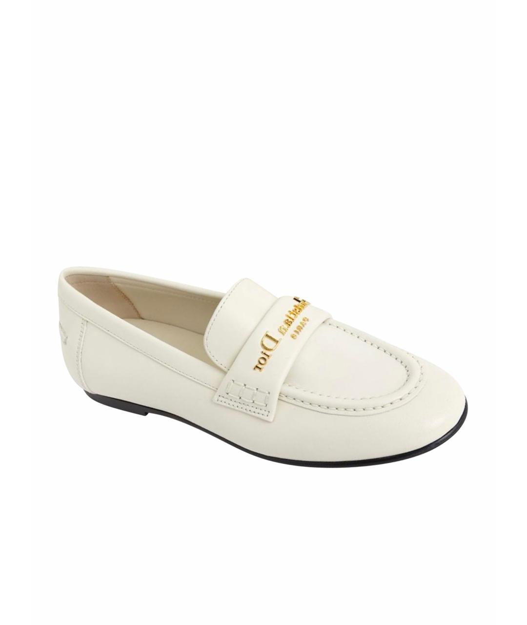 CHRISTIAN DIOR Белые кожаные мокасины, фото 1