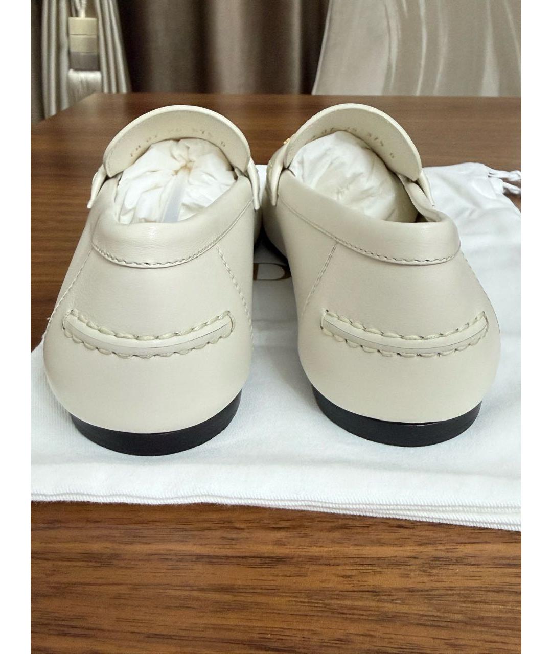 CHRISTIAN DIOR Белые кожаные мокасины, фото 6