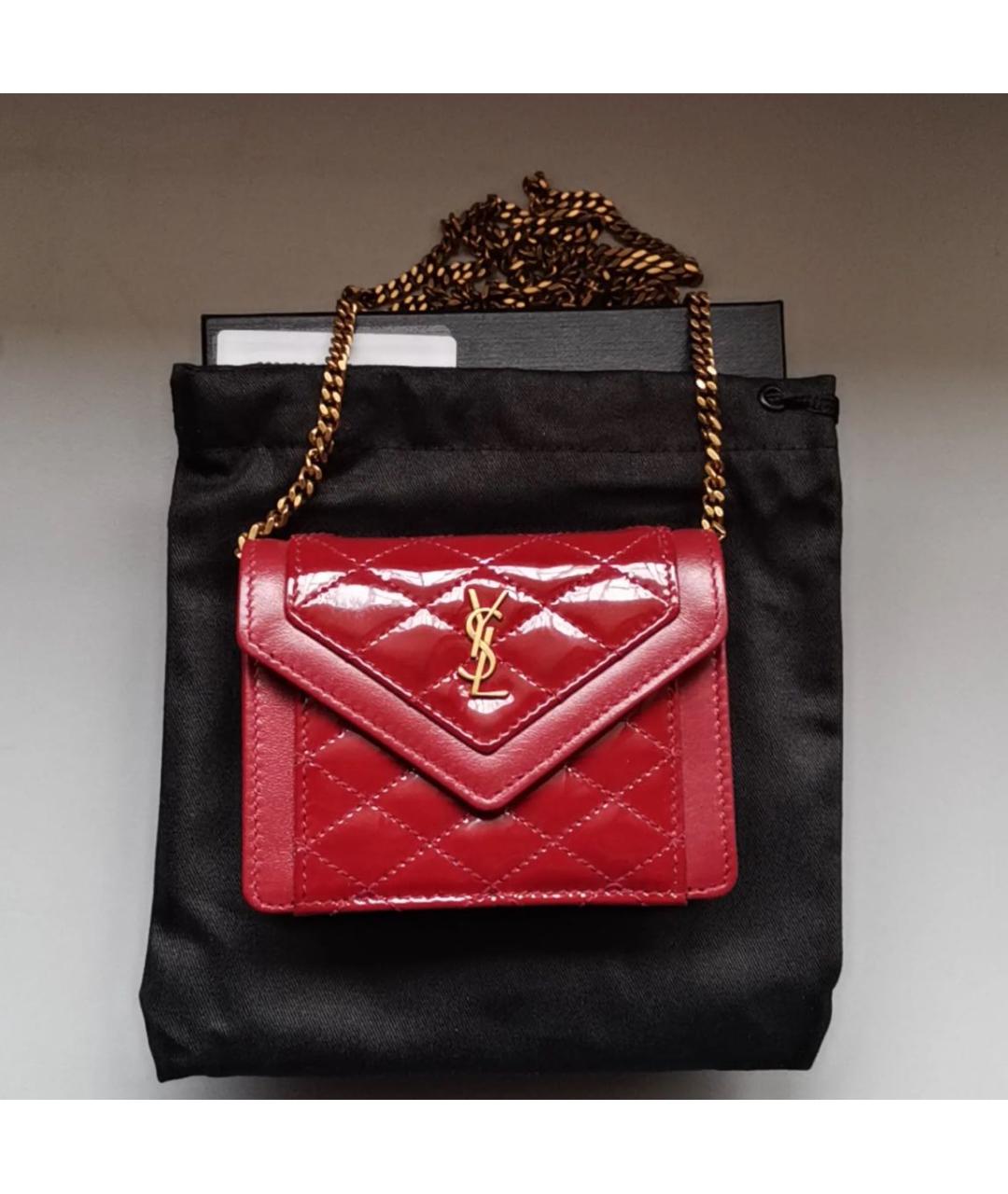 SAINT LAURENT Красная сумка через плечо из лакированной кожи, фото 4