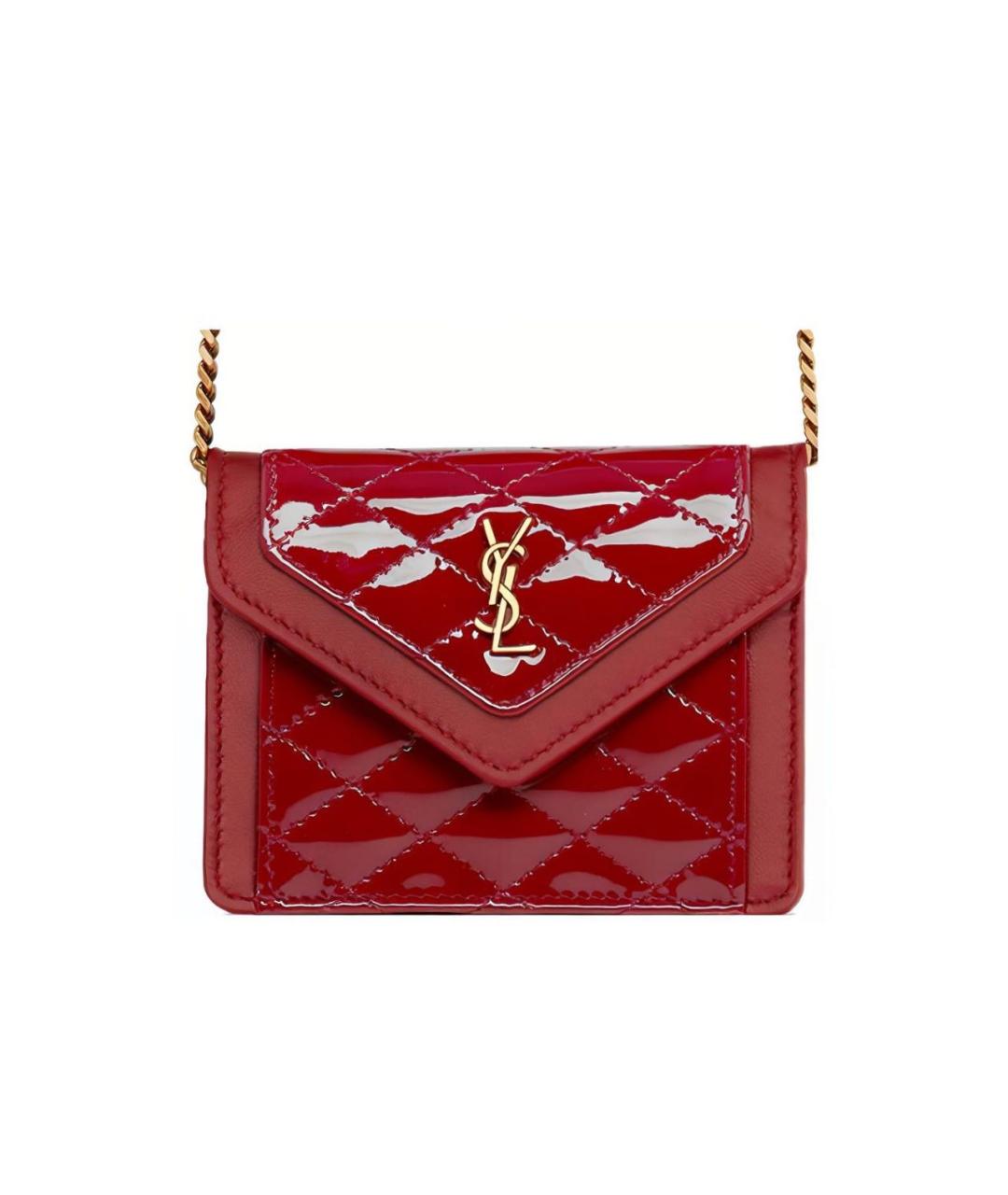 SAINT LAURENT Красная сумка через плечо из лакированной кожи, фото 6