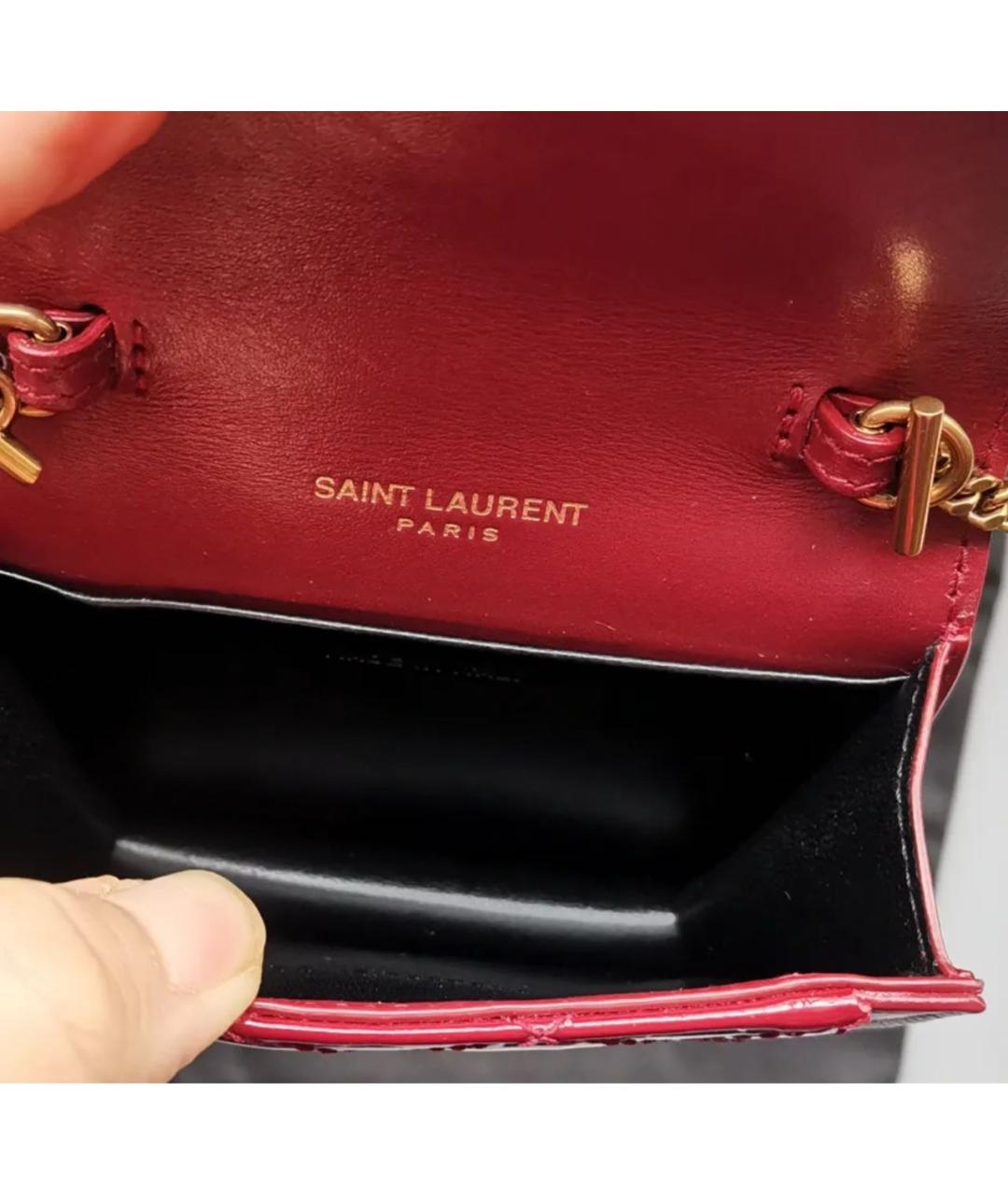 SAINT LAURENT Красная сумка через плечо из лакированной кожи, фото 3