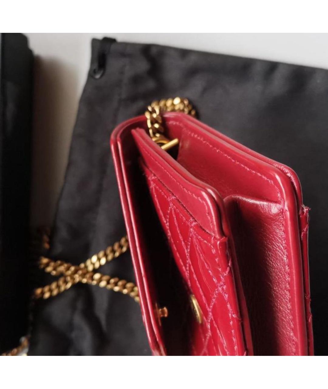 SAINT LAURENT Красная сумка через плечо из лакированной кожи, фото 5