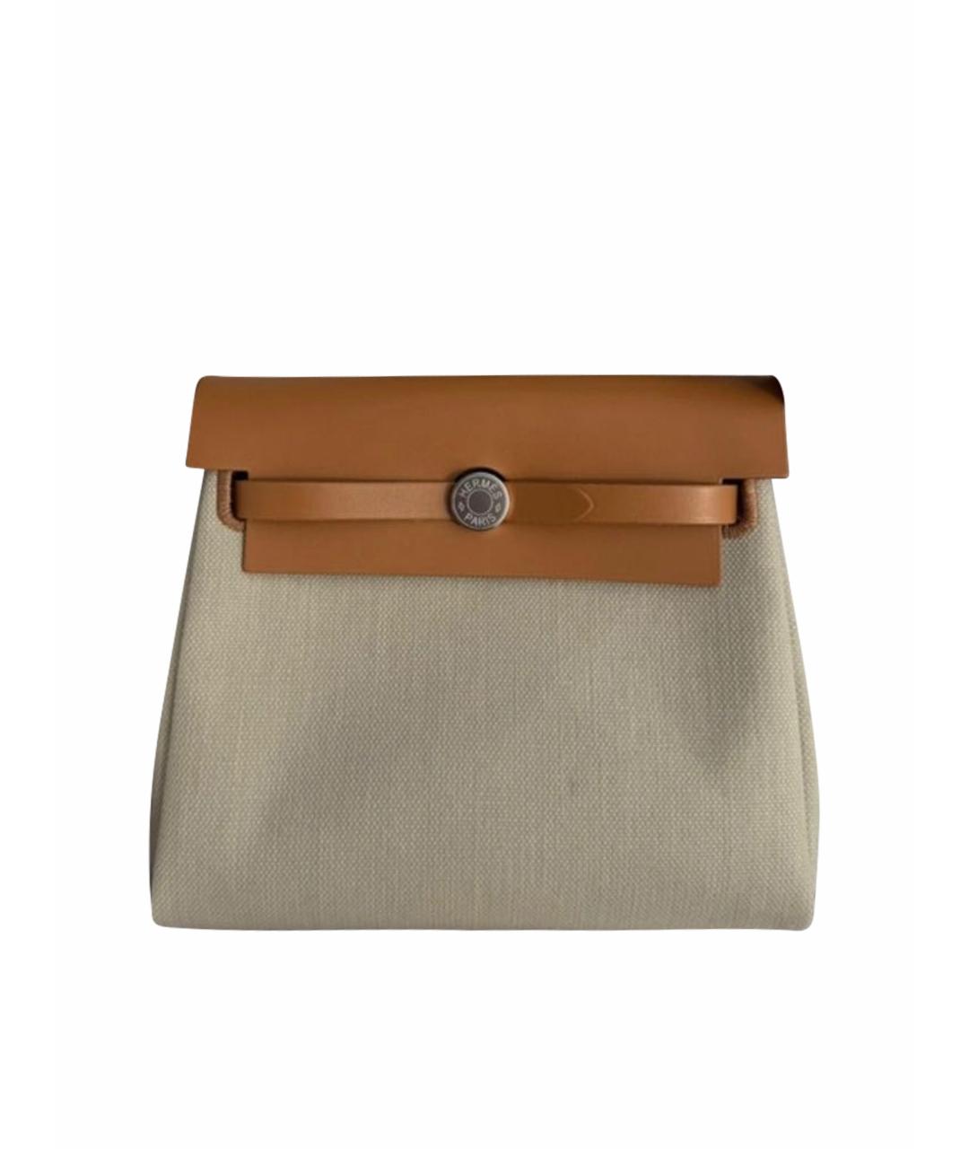 HERMES Бежевая тканевая сумка через плечо, фото 1