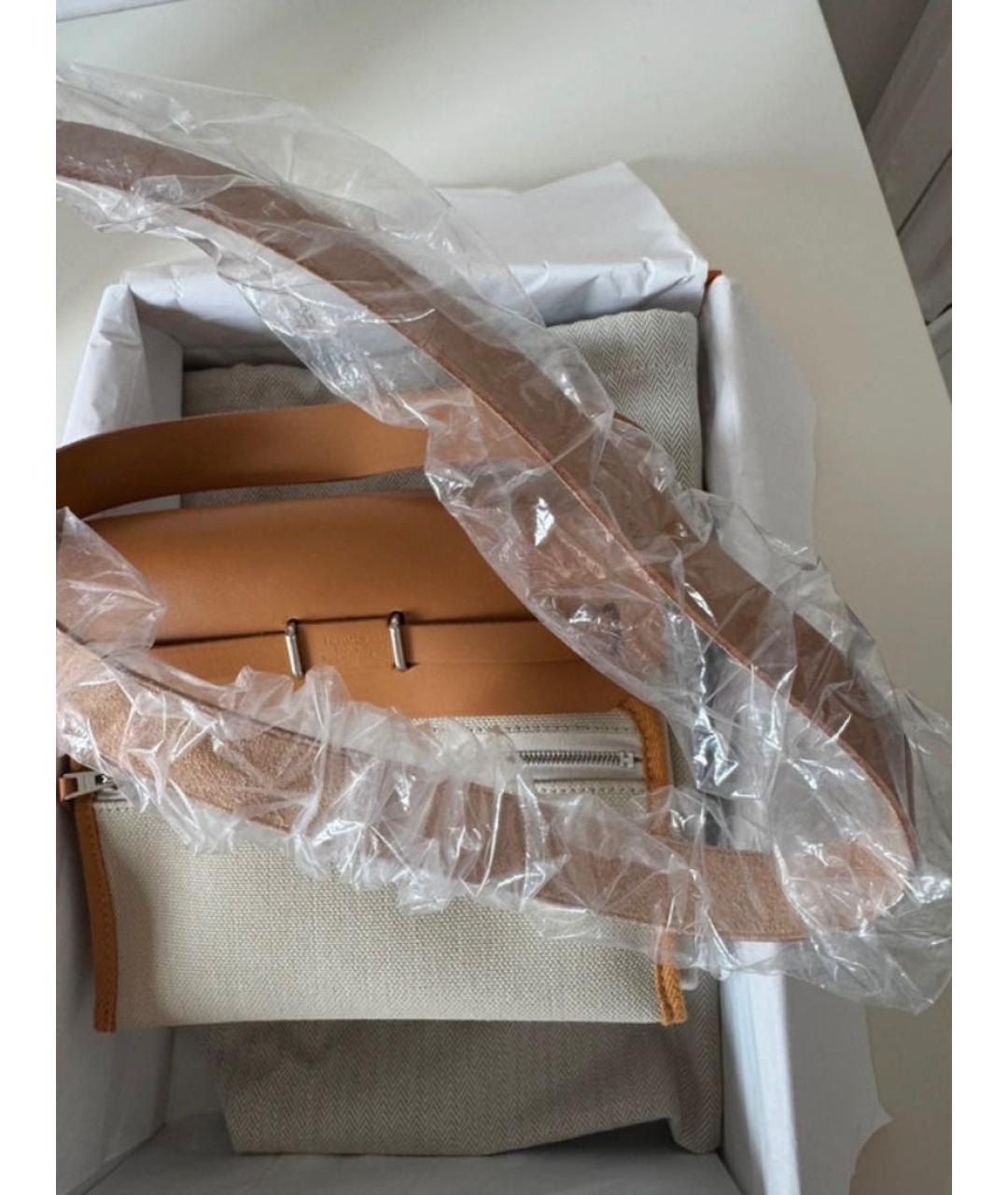 HERMES Бежевая тканевая сумка через плечо, фото 6