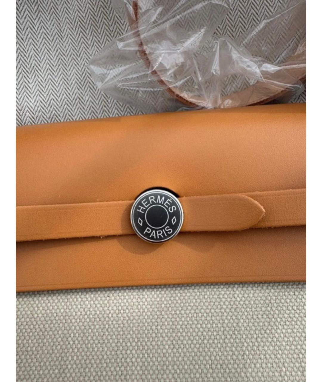 HERMES Бежевая тканевая сумка через плечо, фото 4